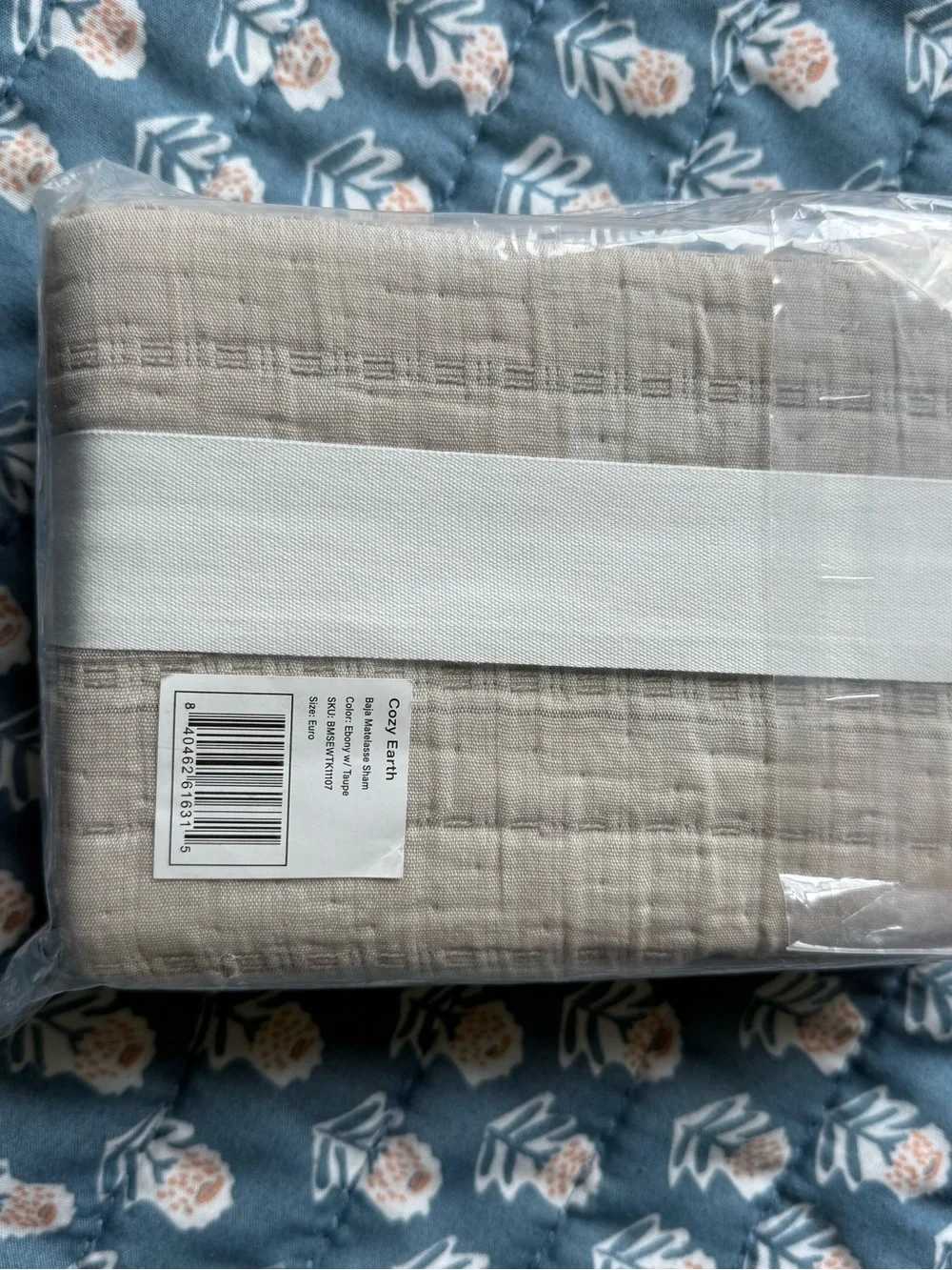 Baja Matelasse Sham - Taupe/ebony euro